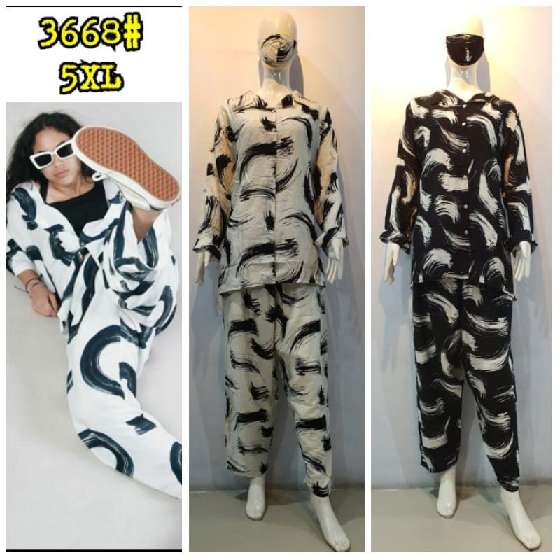 3668 3667 BIGSIZE LD130 5XL SETELAN SANTAI/SETELAN OVERSIZE /SETELAN RAYON TIEDYE KEKINIAN TERBARU