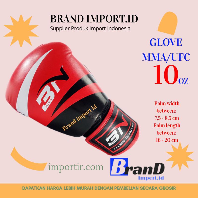 (MAINANKYU) BNPRO Sarung Tangan Tinju MMA UFC Boxing Muay Thai Leather Glove 10 OZ