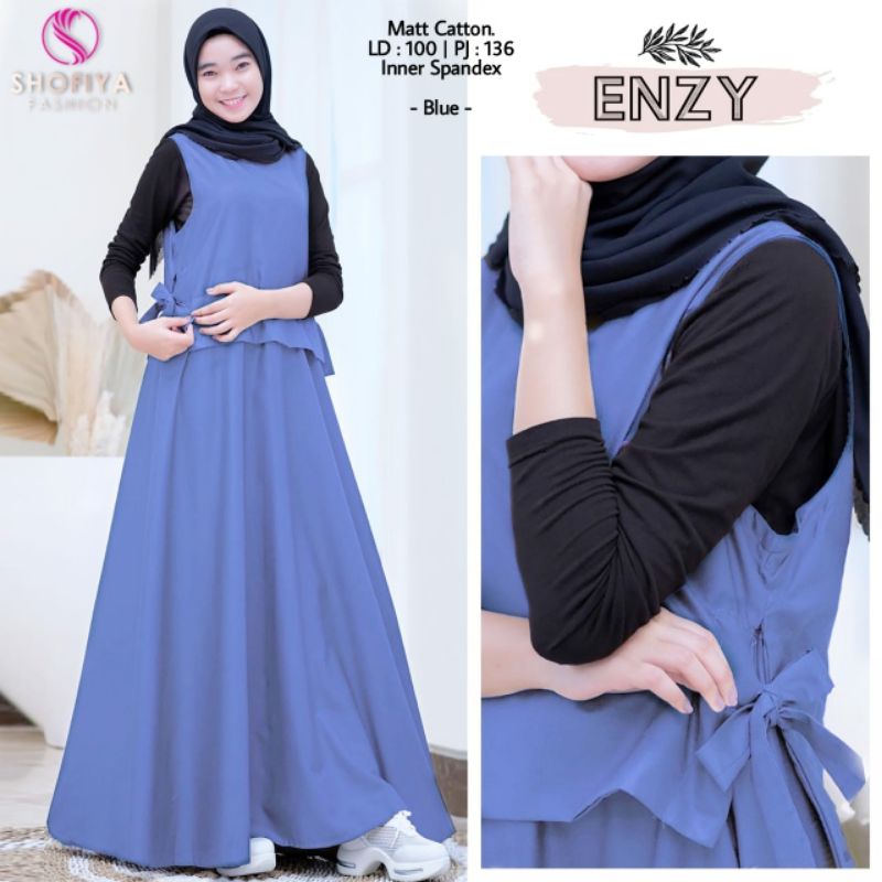 Setelan Gamis Remaja Overall + Inner (ENZY SET) By Shofiya