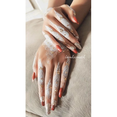 HENNA INSTAN / HENNA WEDDING /GRATIS GEMS GLITTER/  HENNA MEWAH / HENNA WHITE / HENNA PUTIH