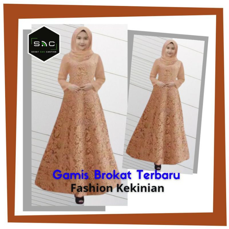 Dress Baju Gamis Brukat Brokat Broklat Berukat Pesta Kondangan Nikahan Mewah PremiumTerbaru Kekinian