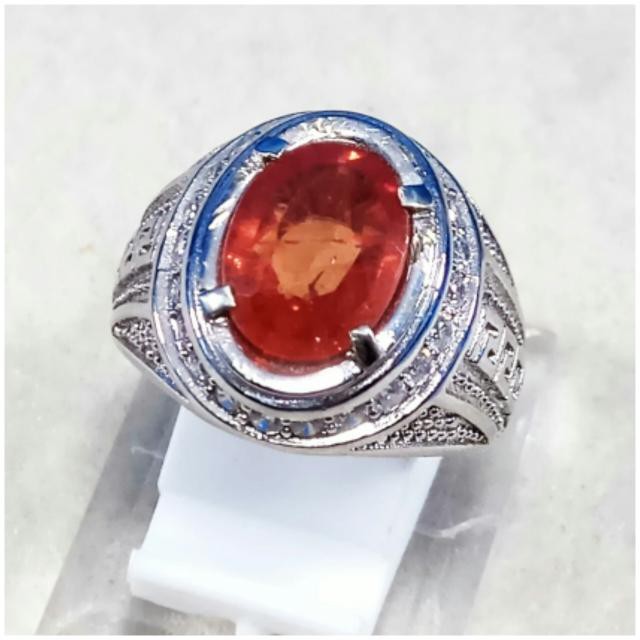 CINCIN BATU AKIK PERMATA ORANGE SHAPPIRE CHATAM  KEKERASAN 10MOHS TERMURAH