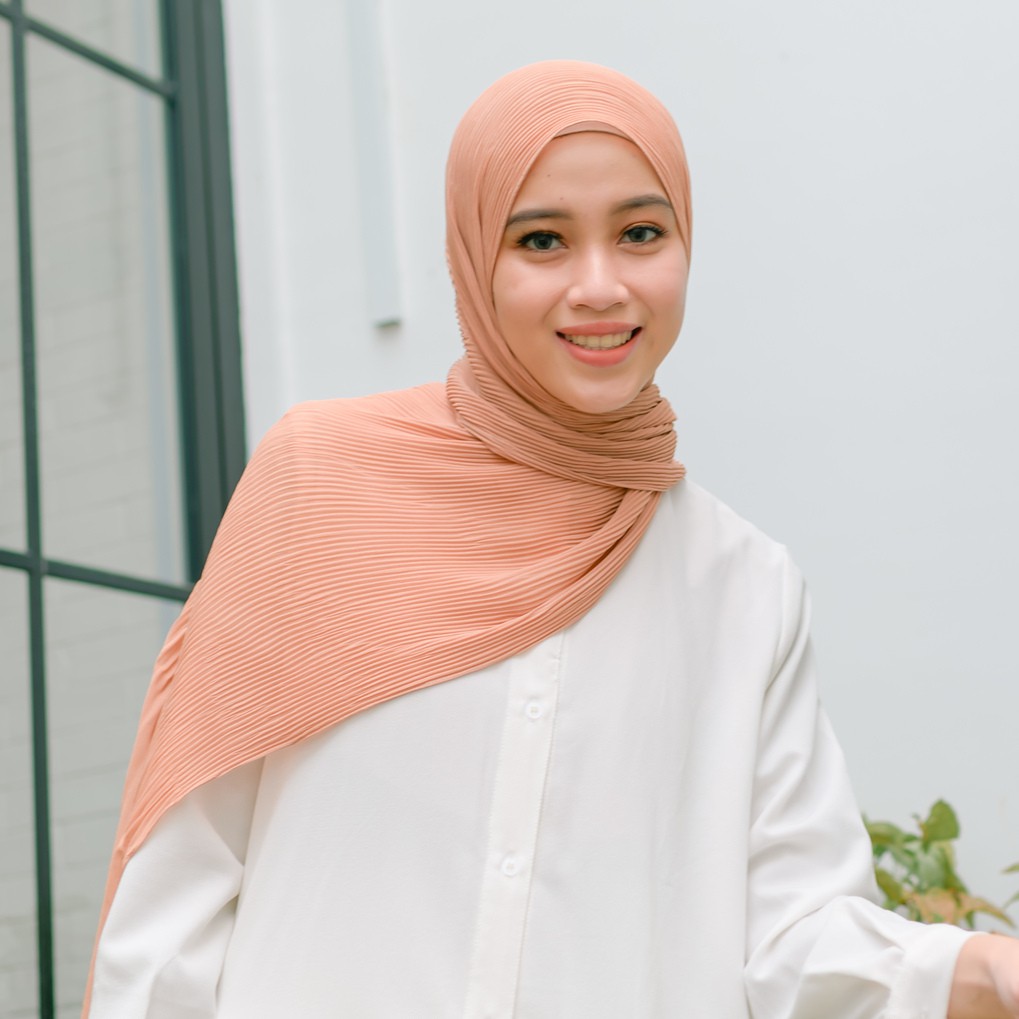 Lozy Hijab - Bawal Pleats Shawl ( Pashmina Plisket )-Caramel