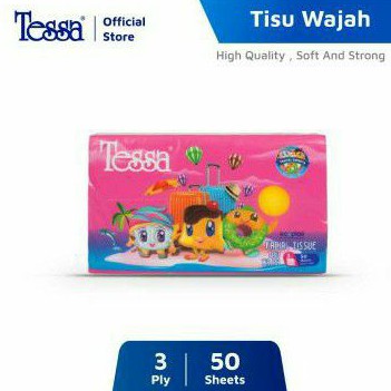 Tessa Travel Pack Facial Tissue 50 Sheets 3ply - Tessa Tisu Wajah Travel Size Pocket Size