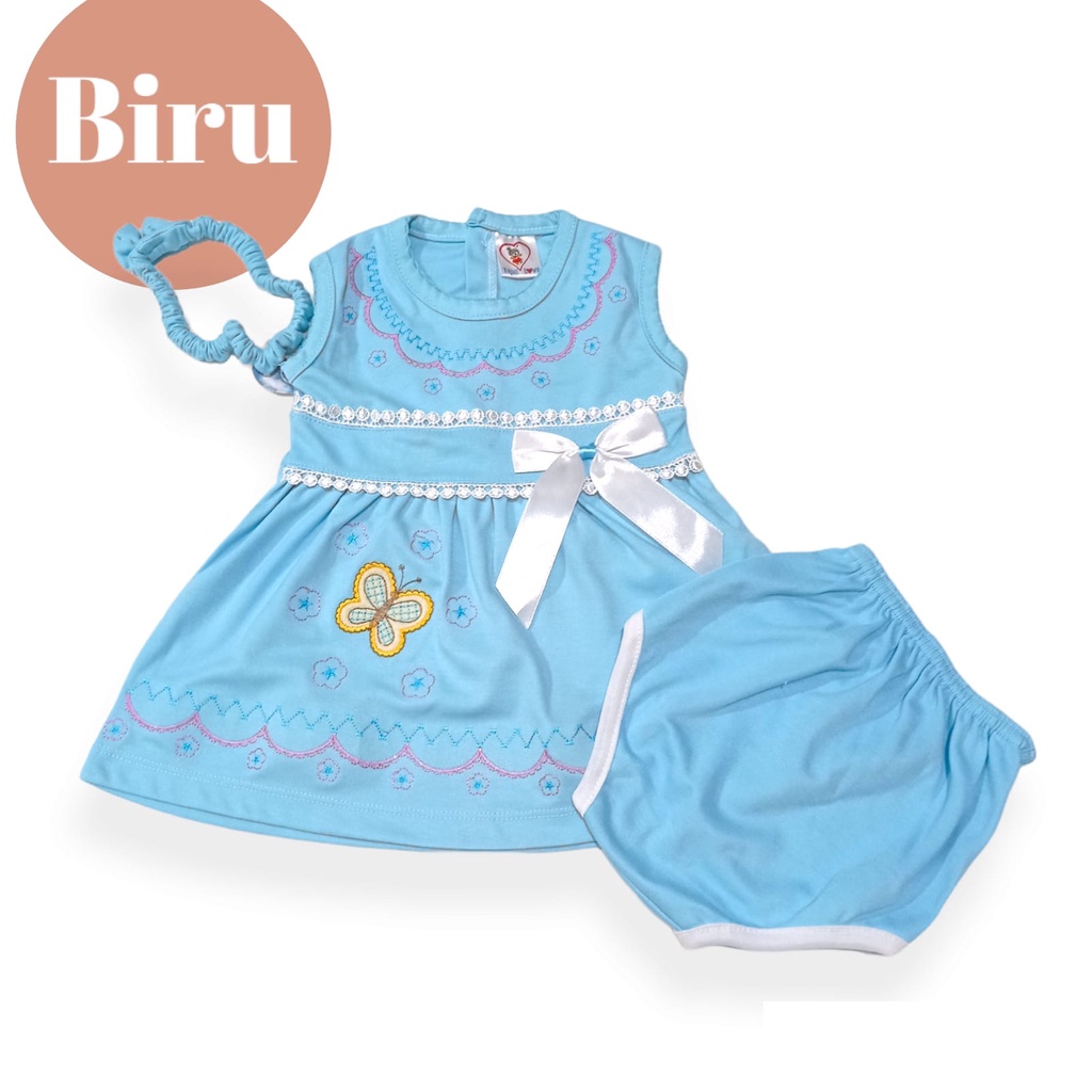 dress bayi perempuan bonus bando pita usia 0-24 bulan/pakaian bayi perempuan/dress bayi