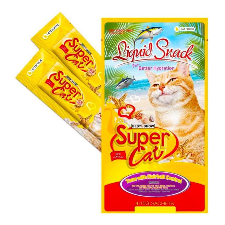 SUPER CAT LIQUIT SNACK 60gr ISI 4 TUNA WITH HAIRBALL CONTROL