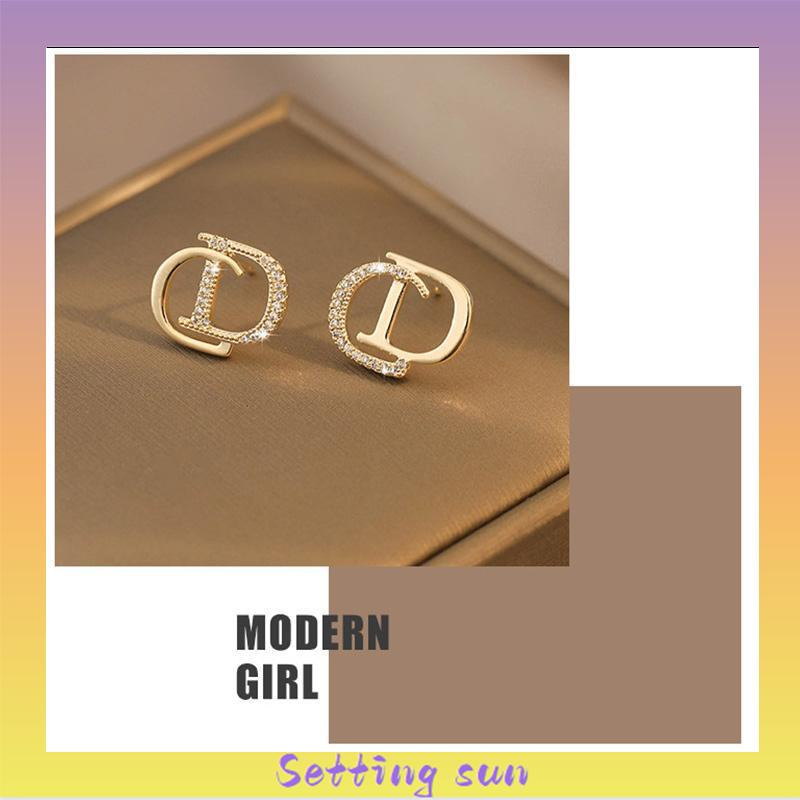 925 Perak Personalised berlian litto anting -anting niche desain anting -anting waktu sederhana TN