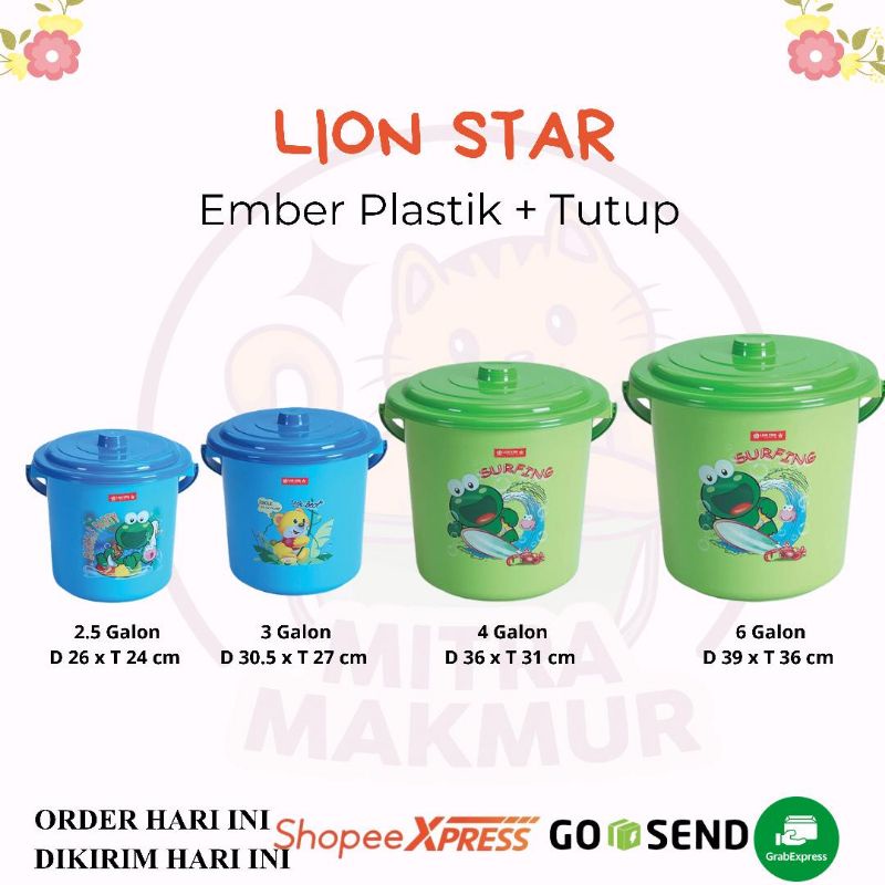 NEW LION STAR - EMBER PLASTIK + TUTUP 2,5 - 3 - 4 - 6 GALON (8-12-16-24 LITER)