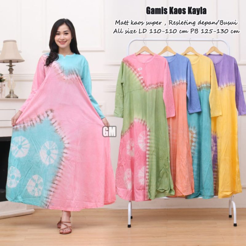 Gamis kaos termurah busui resleting depan