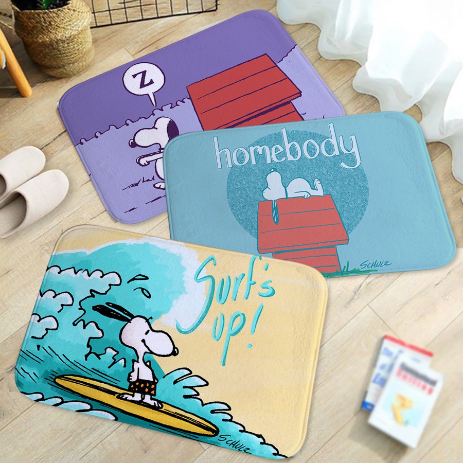 Matras Karpet Model Anti Selip Desain Kartun Anjing Snoopy Untuk