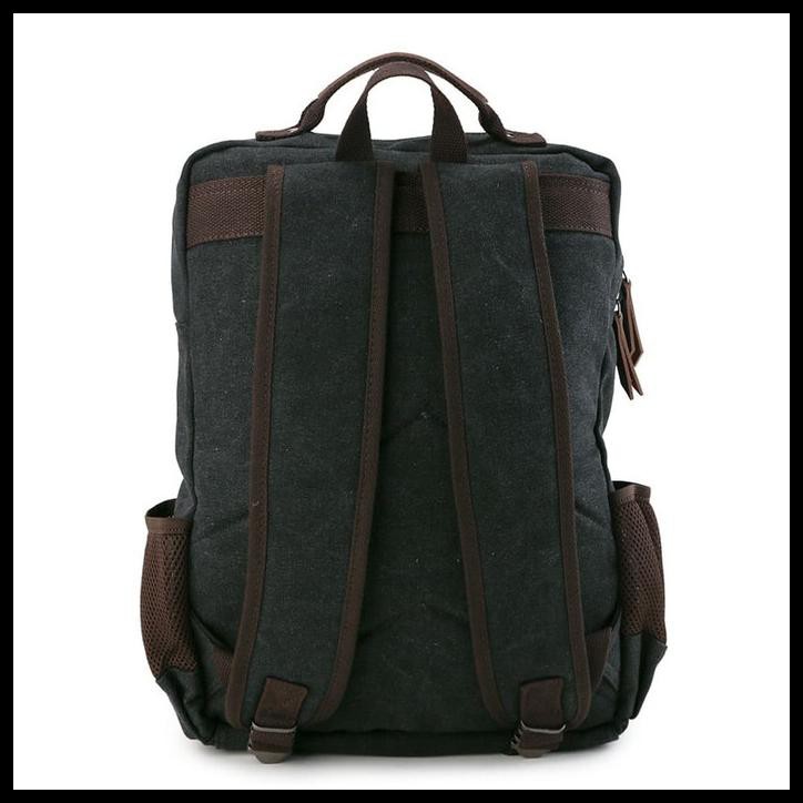 URBAN STATE - CANVAS PU LAPTOP BACKPACK - BLACK