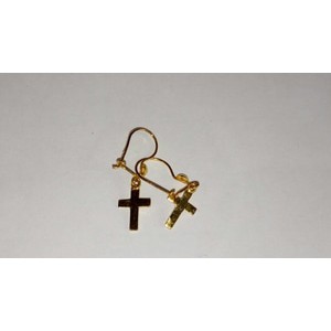 Anting Anak, Anting Emas Model Salib Gold 18K, Gold 750