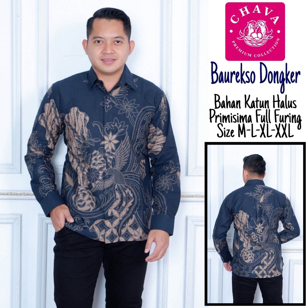 Kemeja batik warna biru dongker/batik pria terbaru warna dongker/batik dongker lapis furing terbaru