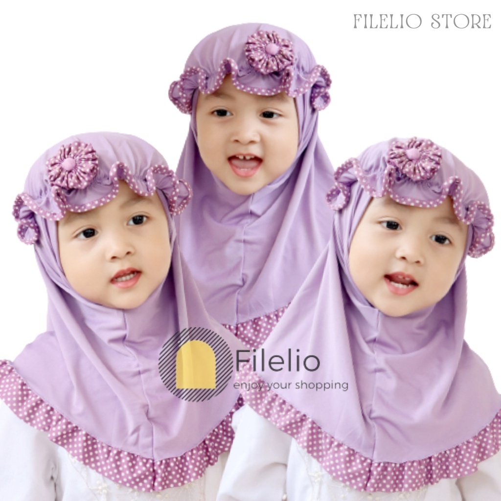 TERMURAH Hijab Anak Perempuan Topi List Polka Jilbab Anak Anak Kerudung Bayi Murah Krudung Anak