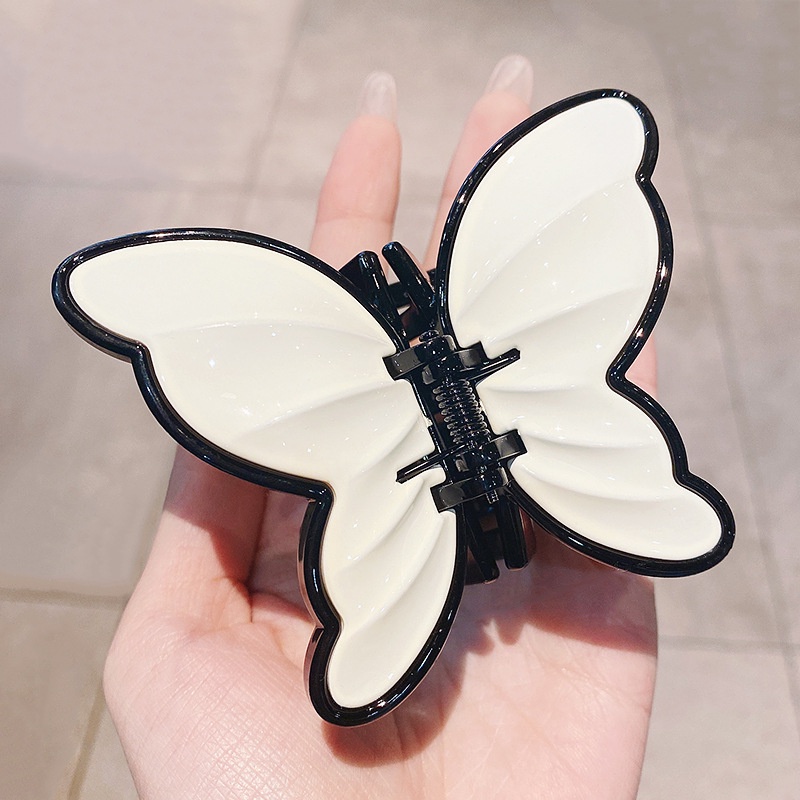Jepit Rambut Bentuk Kupu-Kupu Besar Bahan Akrilik Warna Permen Glossy Untuk Wanita