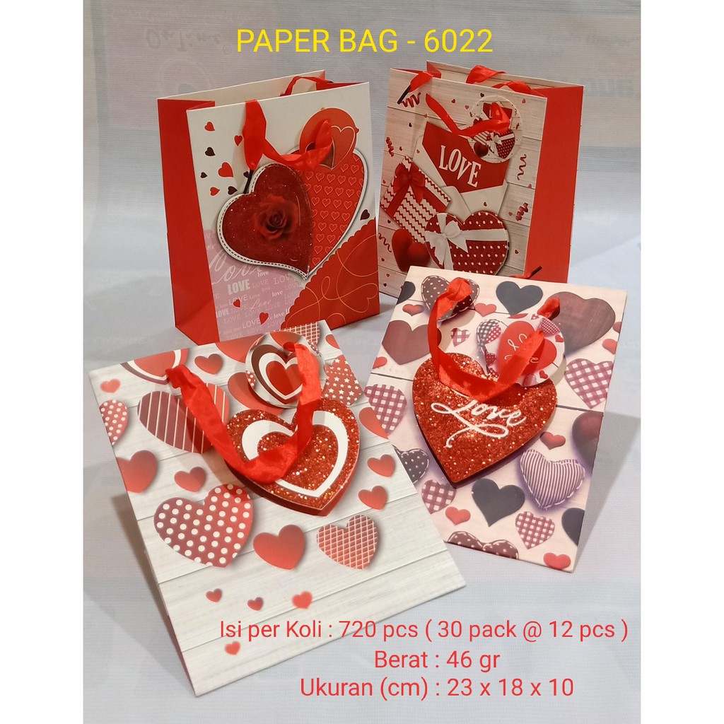 

Paperbag Valentine 3D - 6022 Tas Souvenir Bungkus Kado Paper Bag 3D