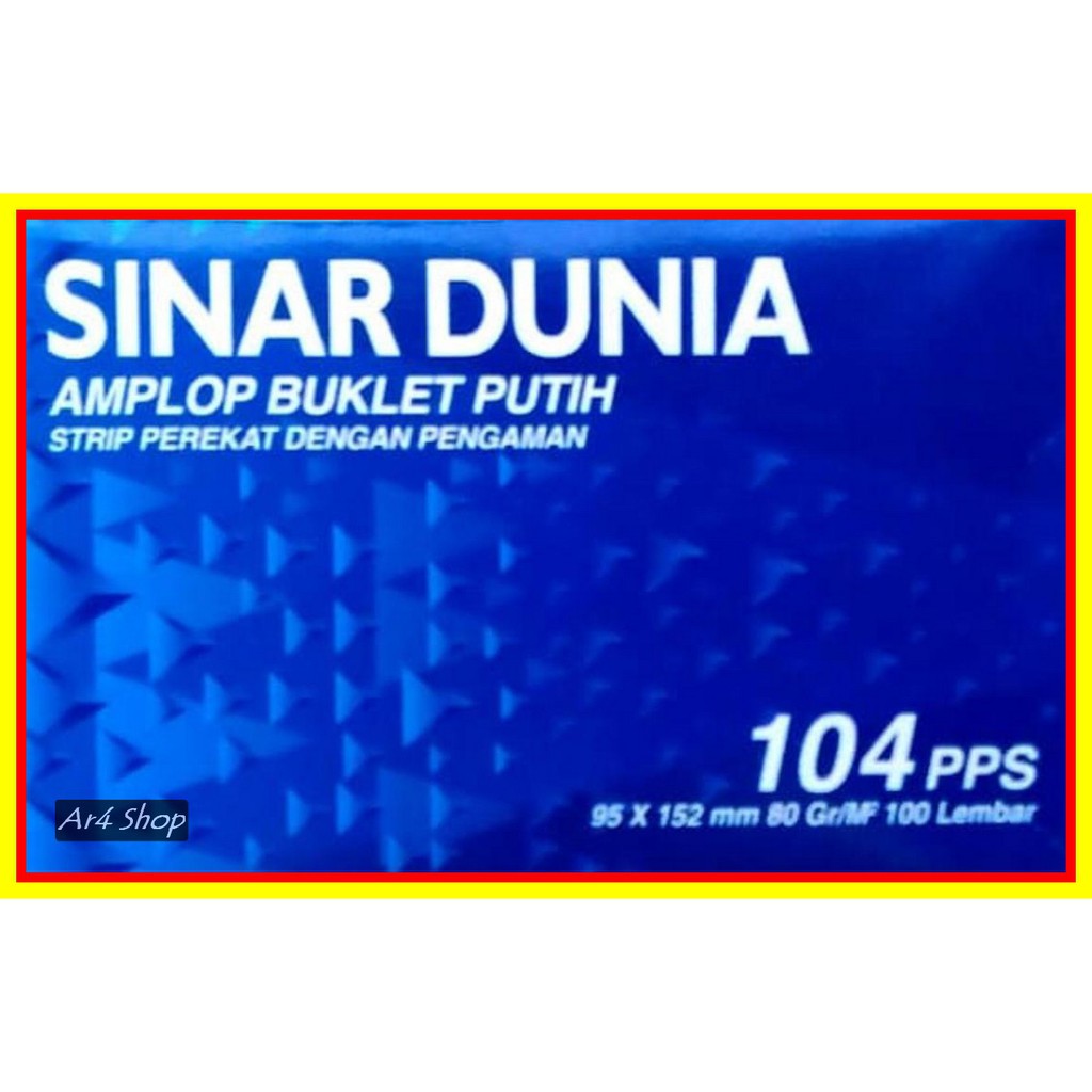 

Envelop Amplop - Sinar Dunia - Polos No 104 95X152 80Gsm 100Pcs