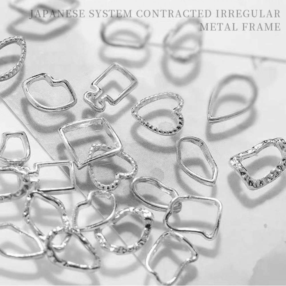 MXBEAUTY 3d Nail Art Dekorasi 20Pcs /set Jepang Berongga Manicure Aksesoris Paduan Tidak Teratur Bingkai Stiker Kuku