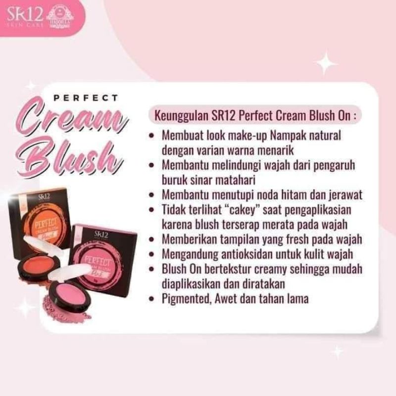 Perfect Cream Blush On SR12 Look Makeup Matte Perona Wajah Alami Tampak Fresh dan Natural Anti UV