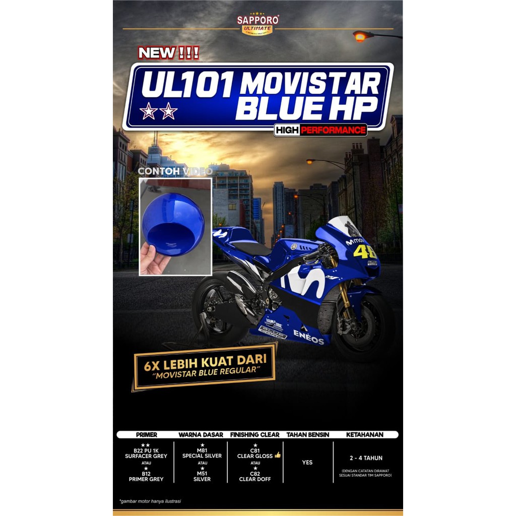 Pilok Sapporo Ultimate  Biru MOVISTAR BLUE HP ULT101 400ML