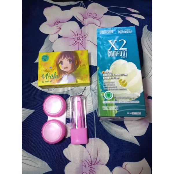 COD Paket Softlens Wish BIG EYES Normal by Irislab Dia 16mm + Air Softlens X2 60ml + Pinset + Lenscase