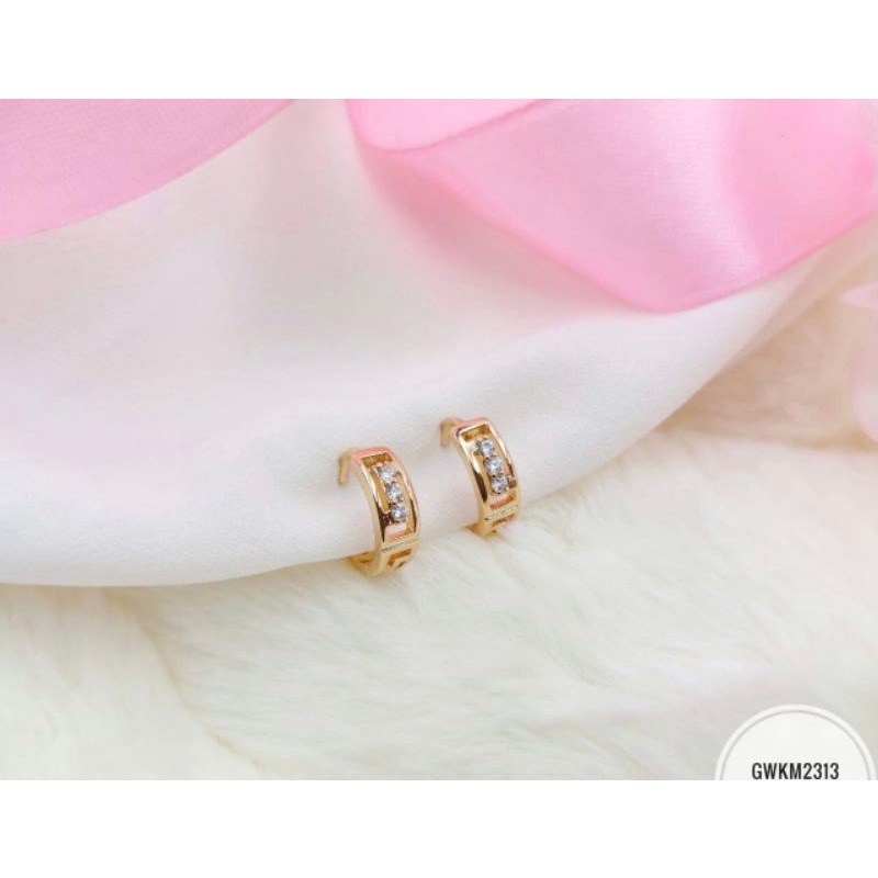 Anting lapis emas platgold Premium Quality anti karat anti alergi 0186 earring Hoops Zircone