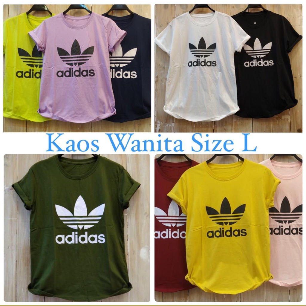 Terlaris Baju atasan kaos wanita tshirt cewek size L t-shirt remaja adidas kaos jogging senam olahra