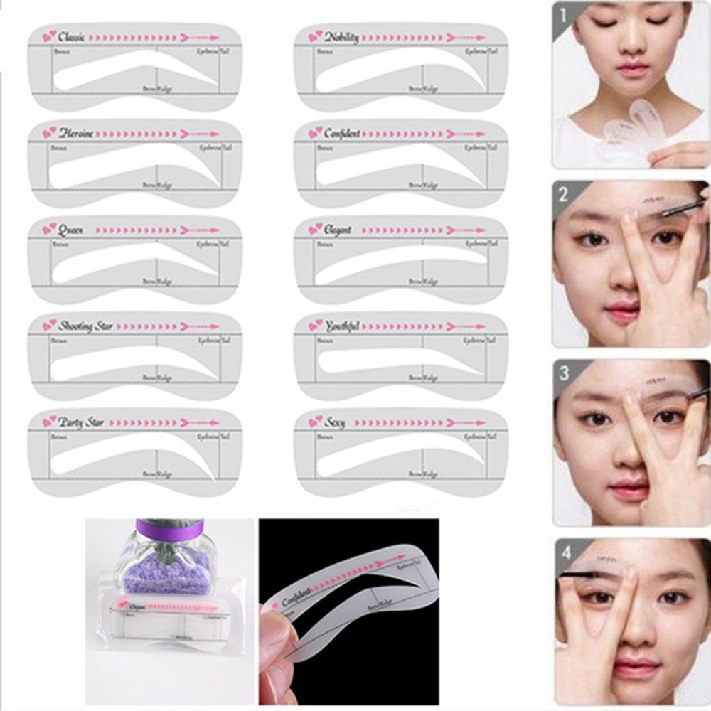 10pcs Reusable Eyebrow Mold Cards For Women