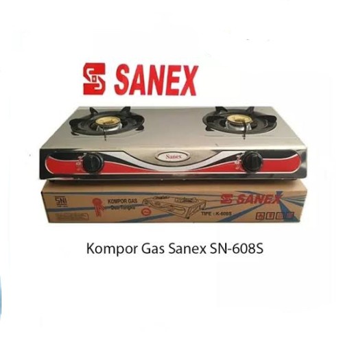 Kompor Gas Sanex 2 Tungku Stainless Steel Api Biru Bonus Selang PAKET REGULATOR Caisar 1.8 Meter SNI