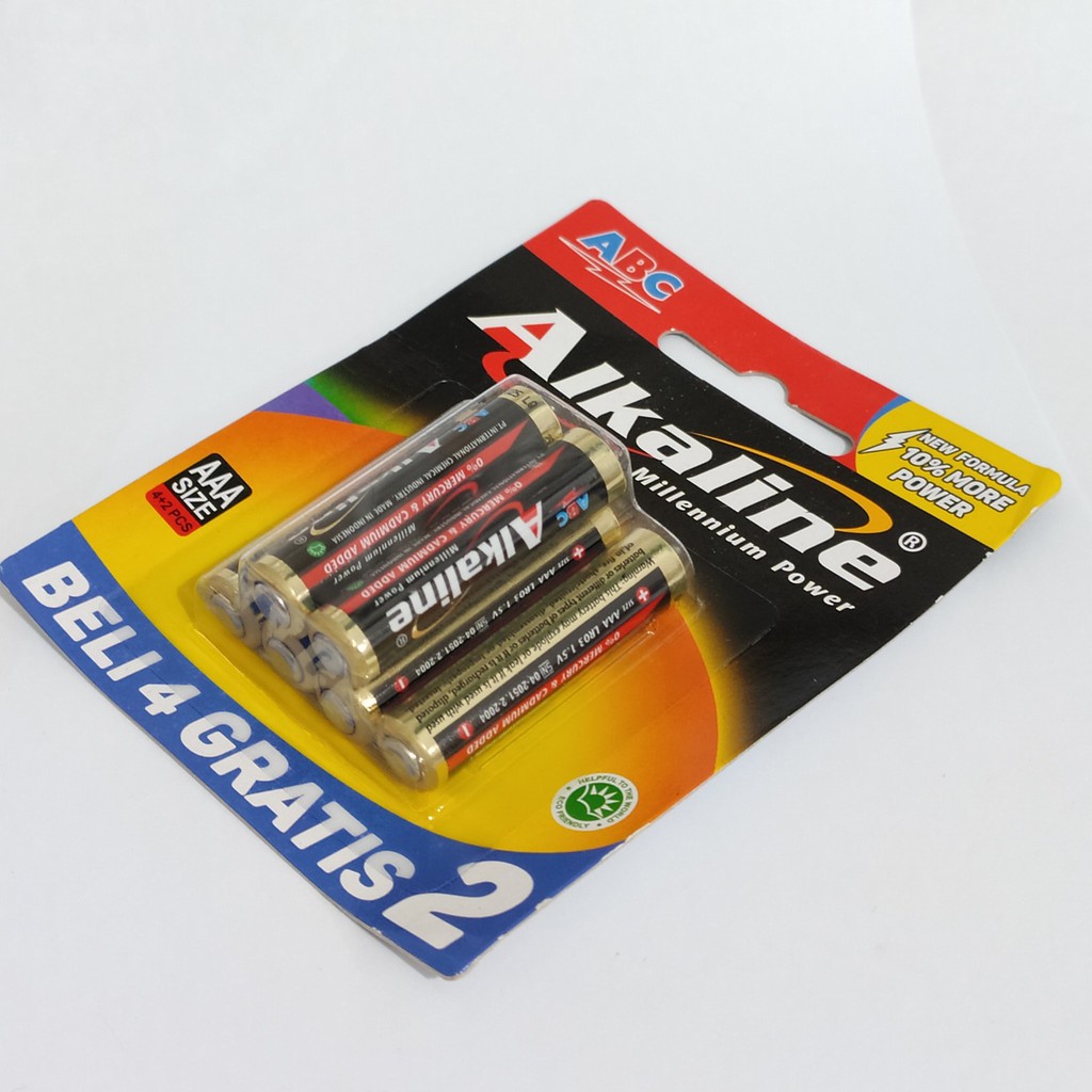 BATU BATTERY BATREI ORIGINAL ABC ALKALINE AAA A3 ISI 6PCS ABC A3