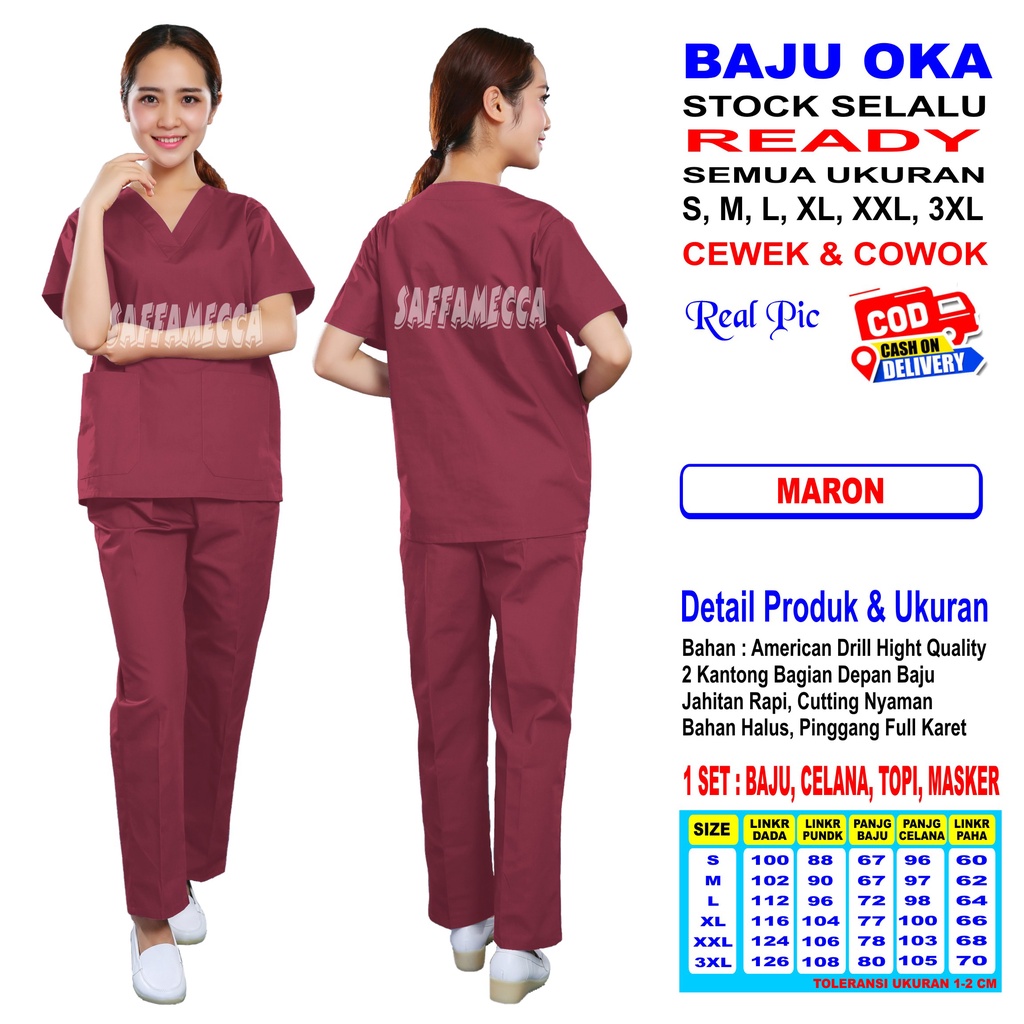 BAJU OK   OKA   OK   SCRUB OKA  CRUB PERAWAT LENGAN PENDEK PIN READY