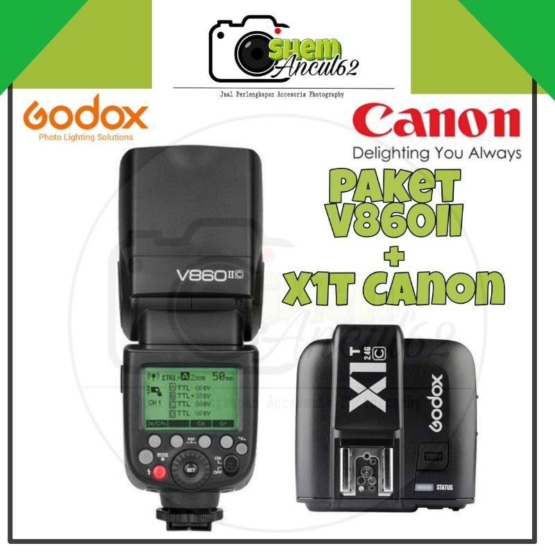 Paket Strobist Flash Godox V860II Canon plus Trigger Godox X1T for Canon