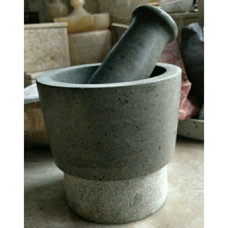 Set Lumpang dan Alu Tumbukan Batu Granit Natural
