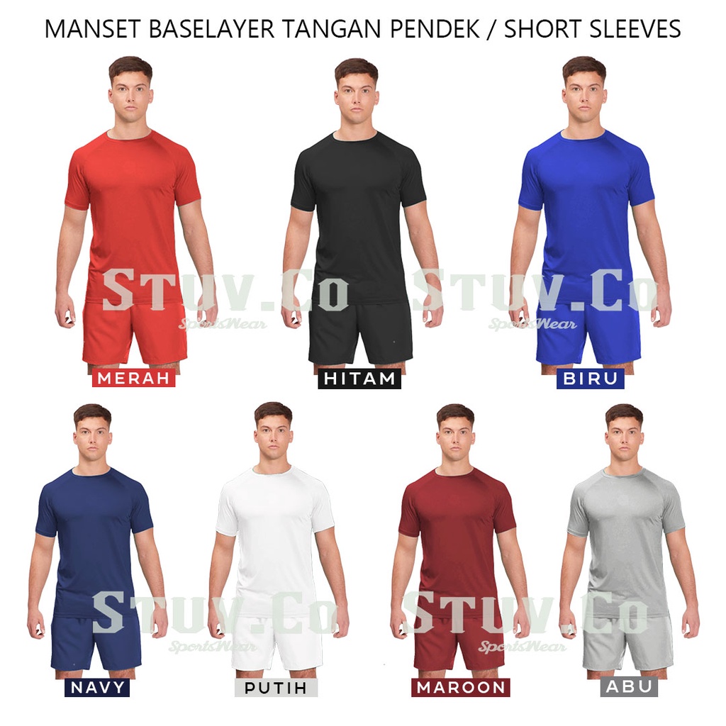 BASELAYER LENGAN PENDEK SHORTSLEEVE DALEMAN OLAHRAGA INNER SEPAKBOLA FUTSAL PRIA WANITA