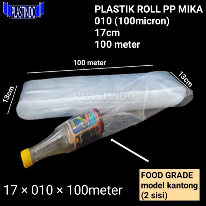 PLASTIK TEBAL ROLL 17 CM 100 METER KANTONG PLASTIK ROLL PP MIKA PLASTIK ROLL KEMASAN
