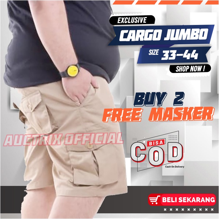 BIG SIZE Celana Cargo Pendek Pria Jumbo 33-44