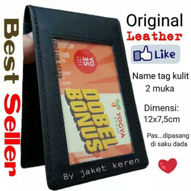 

NAME TAG KULIT ASLI 2 MUKA/NAME TAG MAGNET ID CARD HOLDER BOLAK BALIK