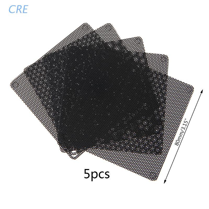 Cre 5pcs Filter Mesh Pvc Anti Debu 80mm Bisa Dipotong Warna Hitam Untuk Kipas Pendingin Komputer Pc