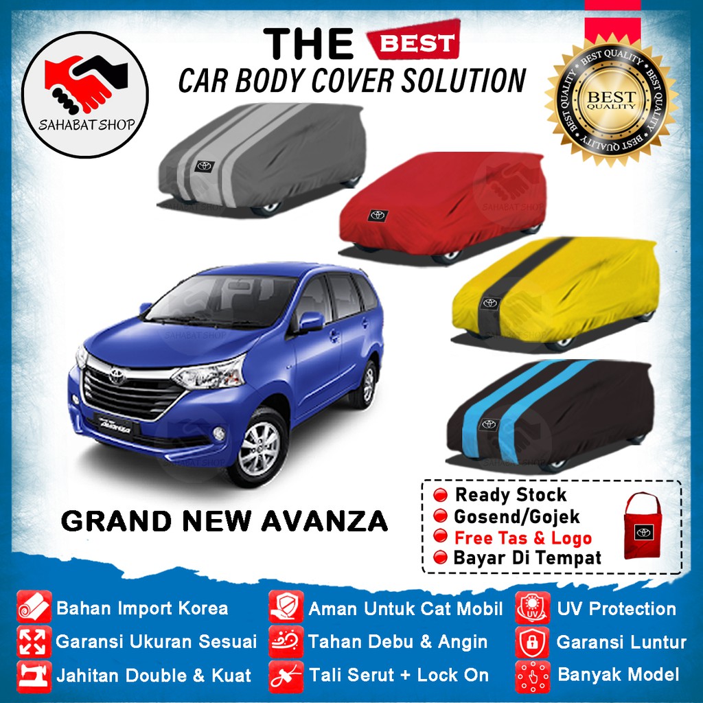 Sahabat Body Cover Mobil Avanza / Sarung Penutup Grand New Avanza Outdoor 2013 2014 2015 2016 2017 Tutup Mantel Pelindung Tutupan Kerodong Kelambu Terpal Mantol Jas Kerudung Tenda Bungkus Mobil Anti Air Waterproof Model Biru