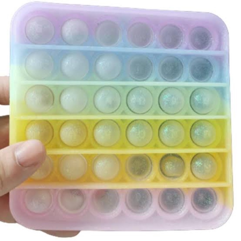 Pop It Fidget Toy Murah Rainbow Mainan Anak Penghilang Stress Tiktok-SQUARE GLITTER