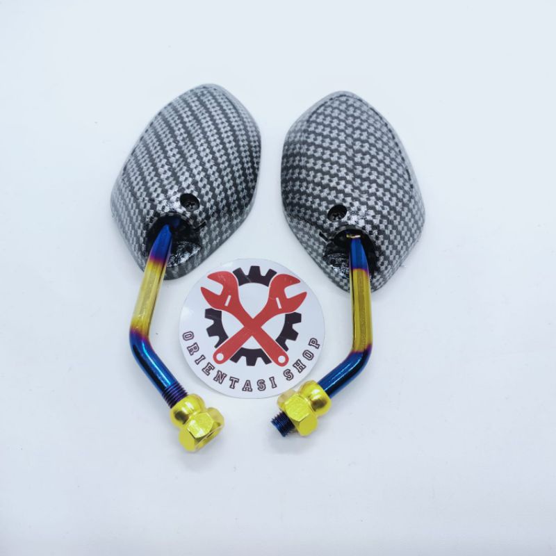 Spion beat mini carbon tangkai twotone Universal Honda vario beat scoopy genio supra dll