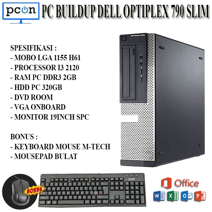 PC BUILT UP PC KOMPUTER DELL OPTIPLEX 790 DEKSTOP plus MONITOR 19 INCH