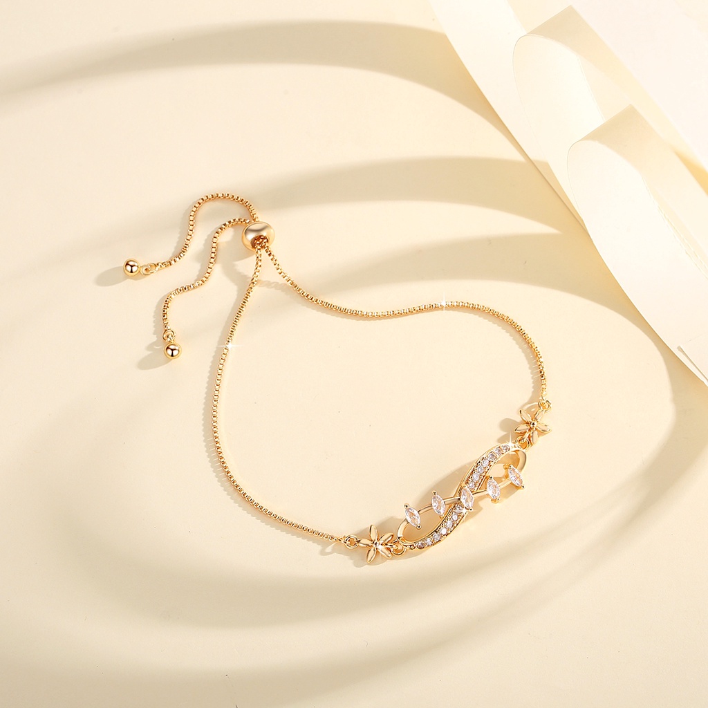 Y656 [COD✔] Gelang Tangan Rantai Titanium Berlian Lapis Emas 18k Gold Gelang Wanita