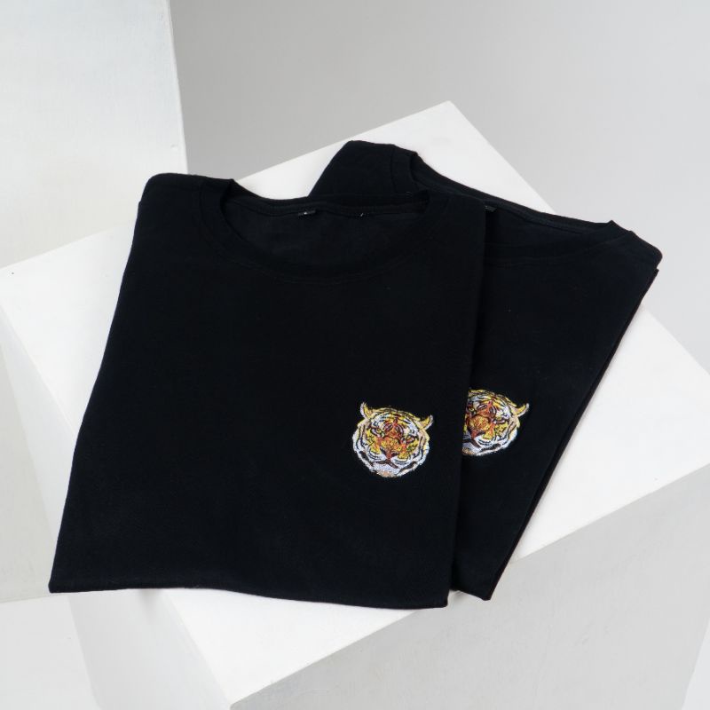 RIBSGOLD Tshirt pattern tiger bordir / kaos stripe / kaos polos / kaos pria