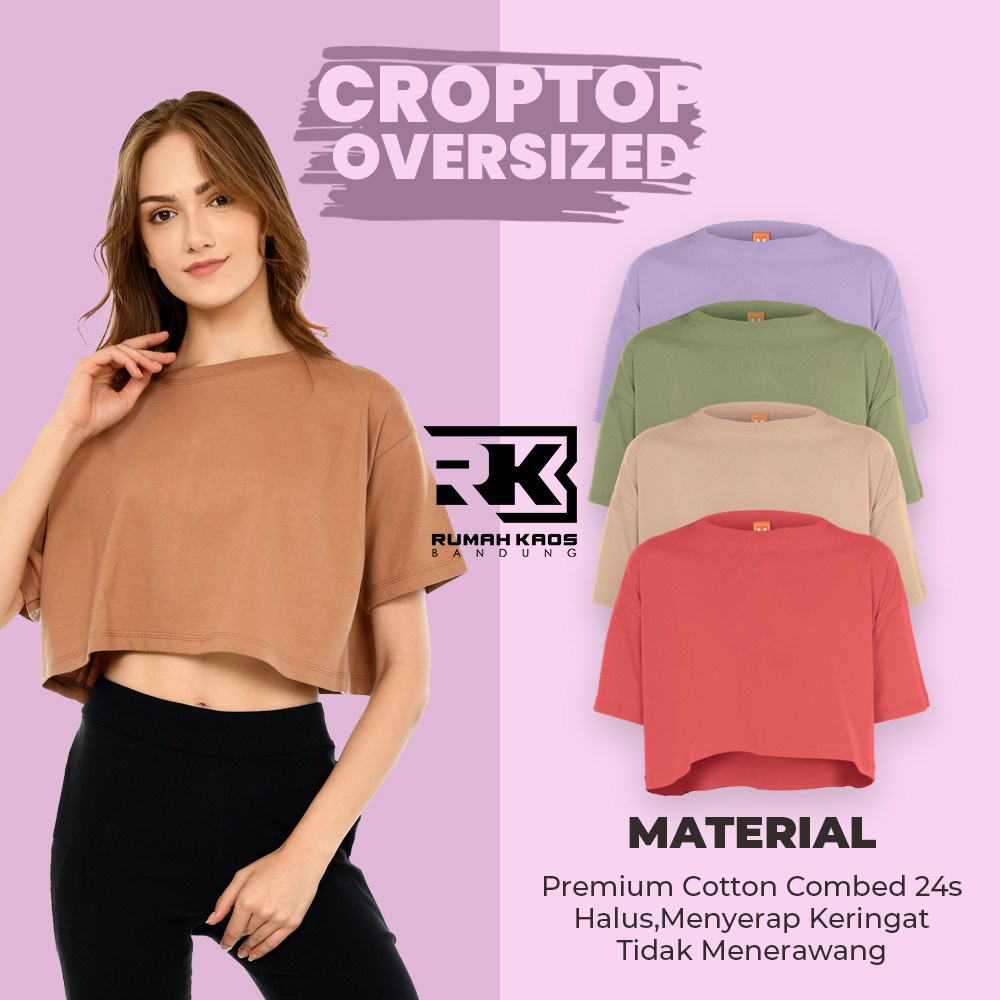 KAOS CROP TEE OVERSIZED CROP TOP OVERSIZE BAJU WANITA CROP TOP