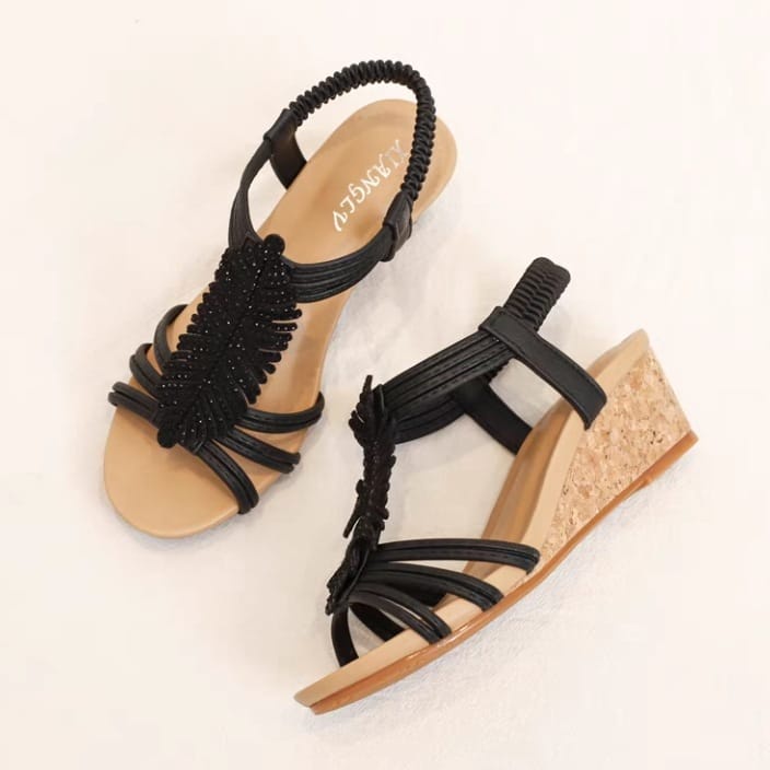 BZG - ARISHA  Sandal Wedges Wanita Premium Model Korean FR 01