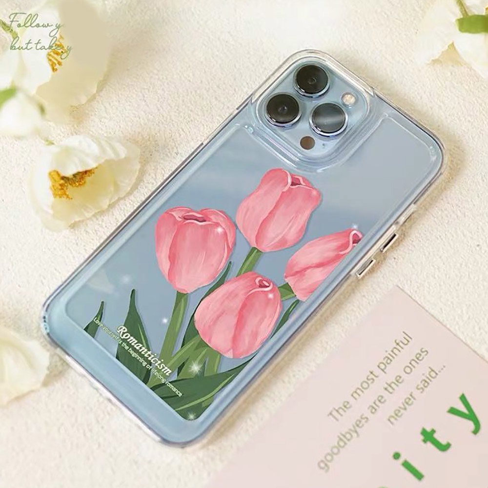 Soft Case Transparan Motif Bunga Tulip Untuk iPhone 13 11 12 Pro Max X XR XS Max 7 8 Plus SE 2020 2022