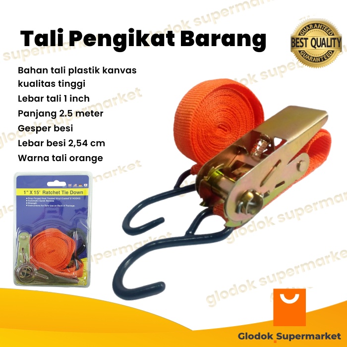 Tali Pengikat Barang Ikat Motor Bagasi Ratchet Tie Down 2.5 meter