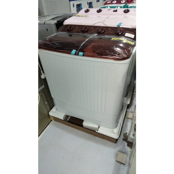 Mesin cuci Polytron PWM 7072 coklat 7 kg tutup transparan