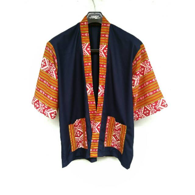 Kimono Etnik Batik Pria Khas Dayak Kaltim (NAVY)